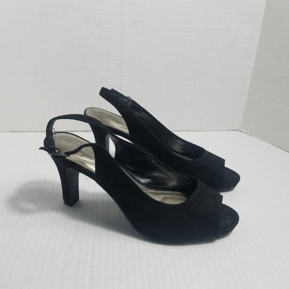DEXFLEX COMFORT WOMEN'S BLACK SLINGBACK HEELS SIZE 6.5